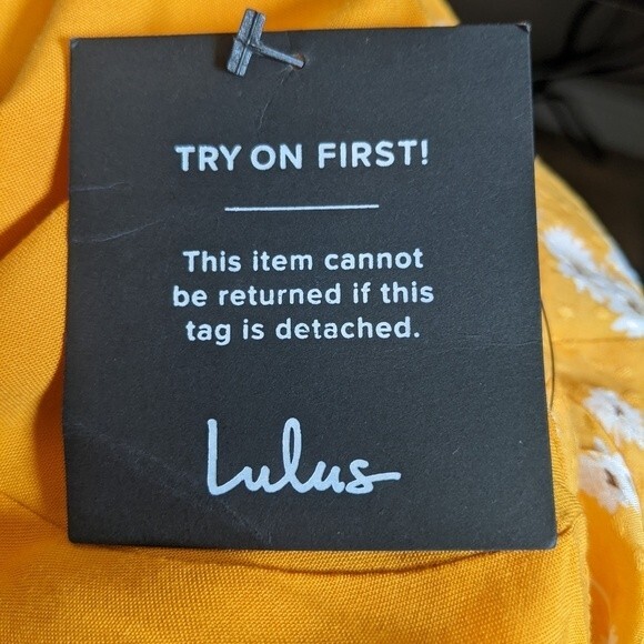 Lulu's Carefree Cutie Yellow Floral Print Tie Strap mini dress NWT size XS - Picture 9 of 13